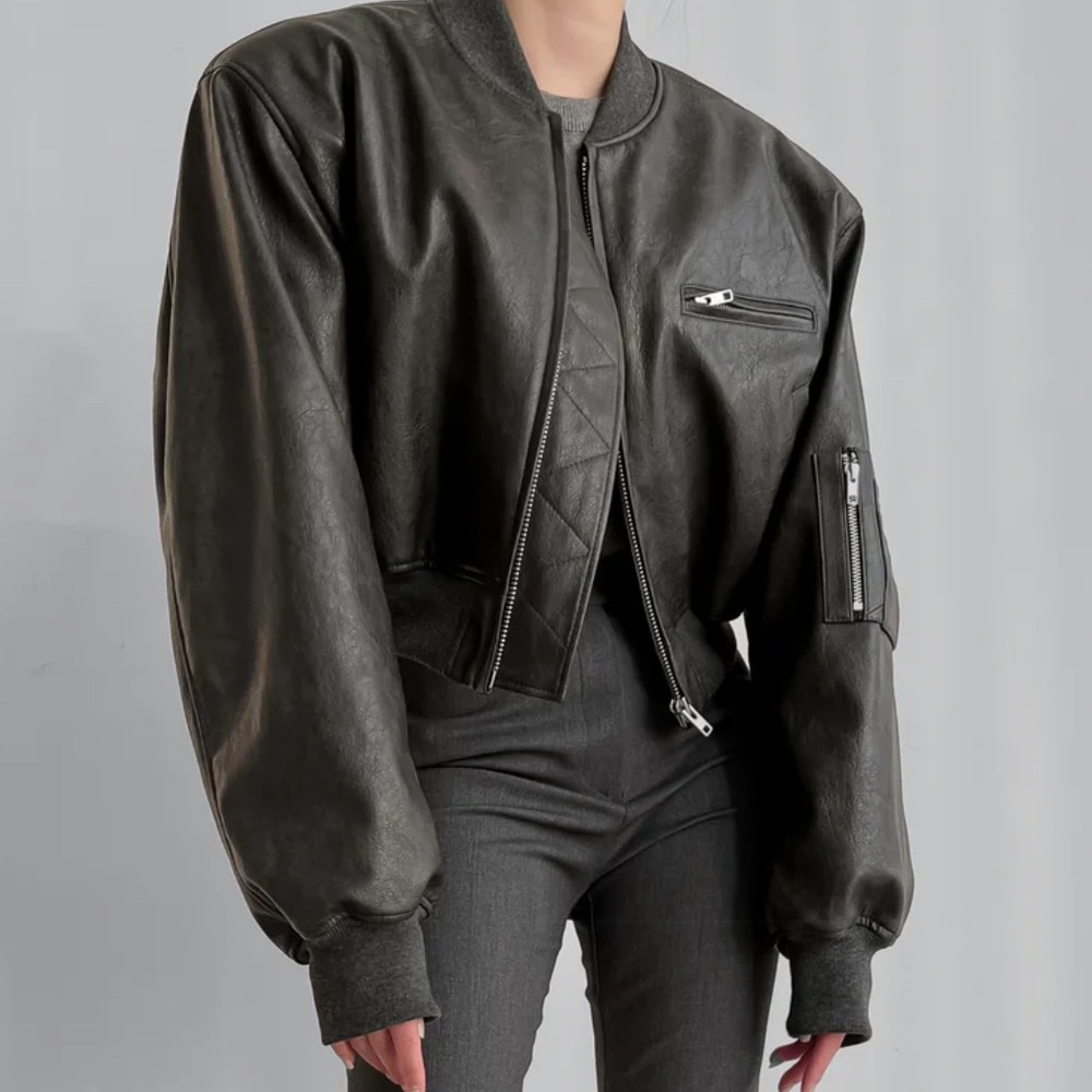Frankie Shop Gae Faux Leather Cropped Bomber